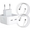 Cargador 2 puertos USB-C+C con cable TYPE-C a LIGHTNING 40W BLANCO