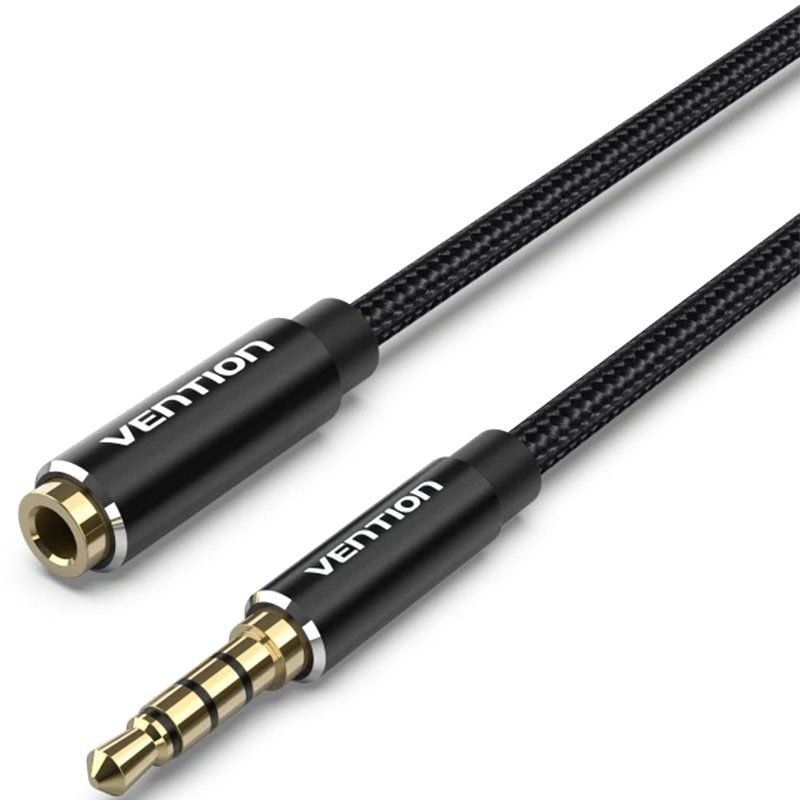 Cable Estéreo Vention BHCBH/ Jack 3.5 Macho - Jack 3.5/ Hembra/ 3m/ Negro