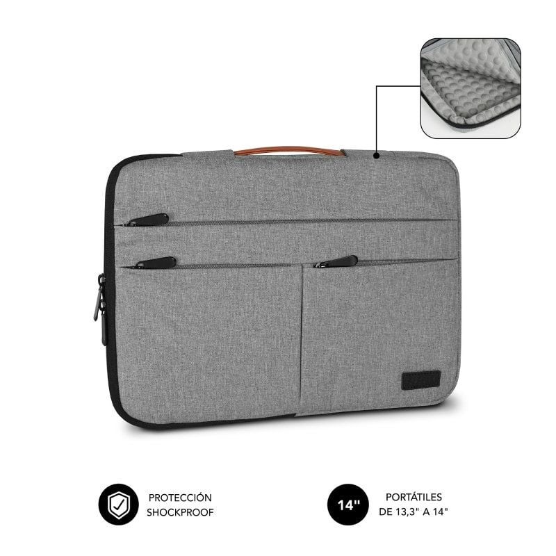 Funda Subblim Air Padding 360 Sleeve para Portátiles hasta 14"/ Gris claro
