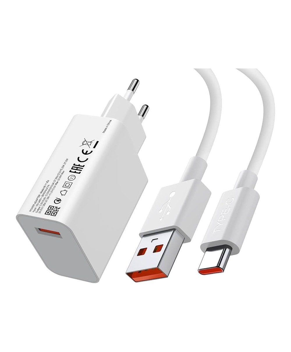 Cargador Rápido USB-A + Cable de datos USB-C Blanco Xiaomi Charging Combo 33W