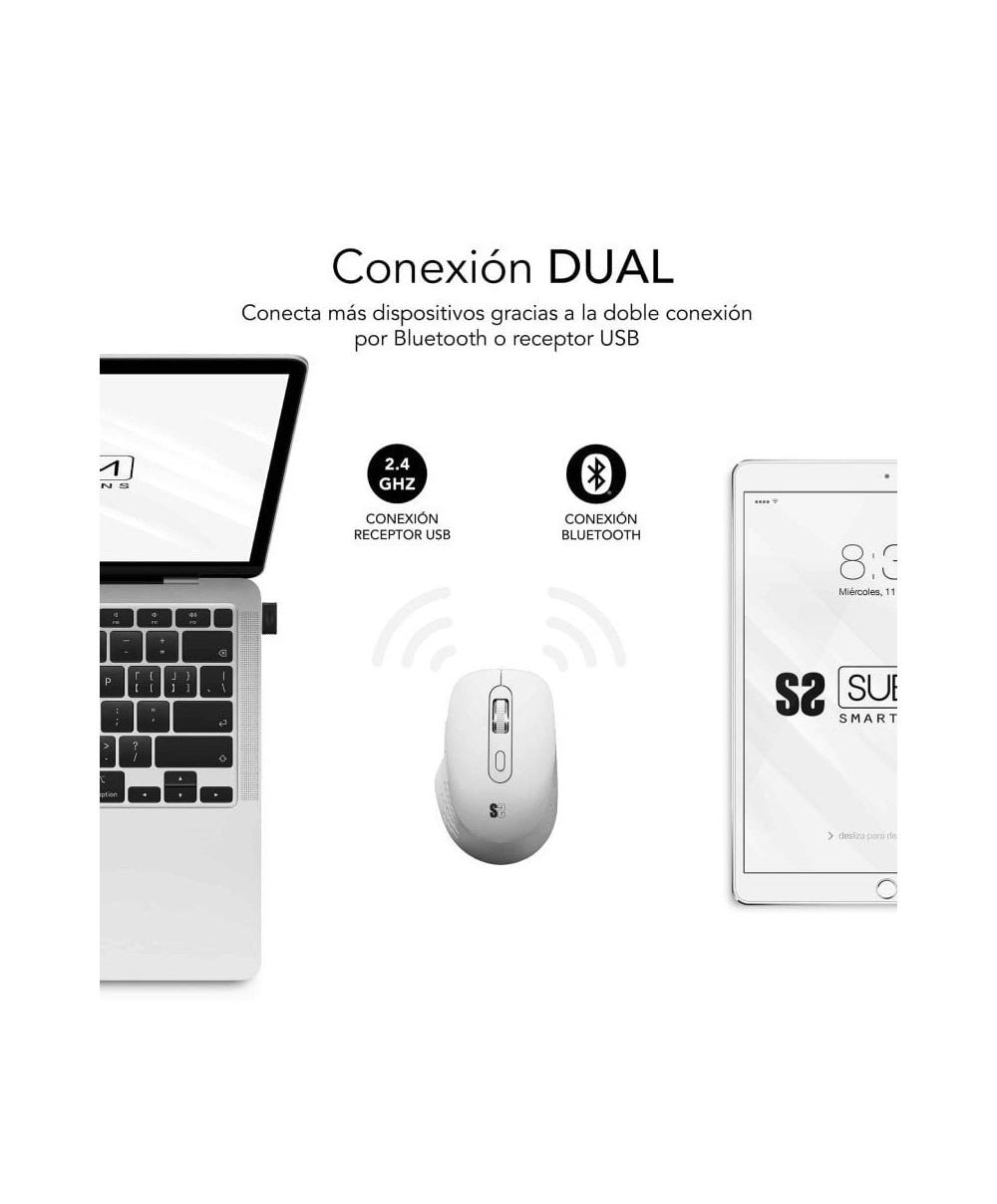 Ratón Ergonómico Inalámbrico por Bluetooth/ 2.4GHz Subblim Curve Ergo Dual Battery Blanco