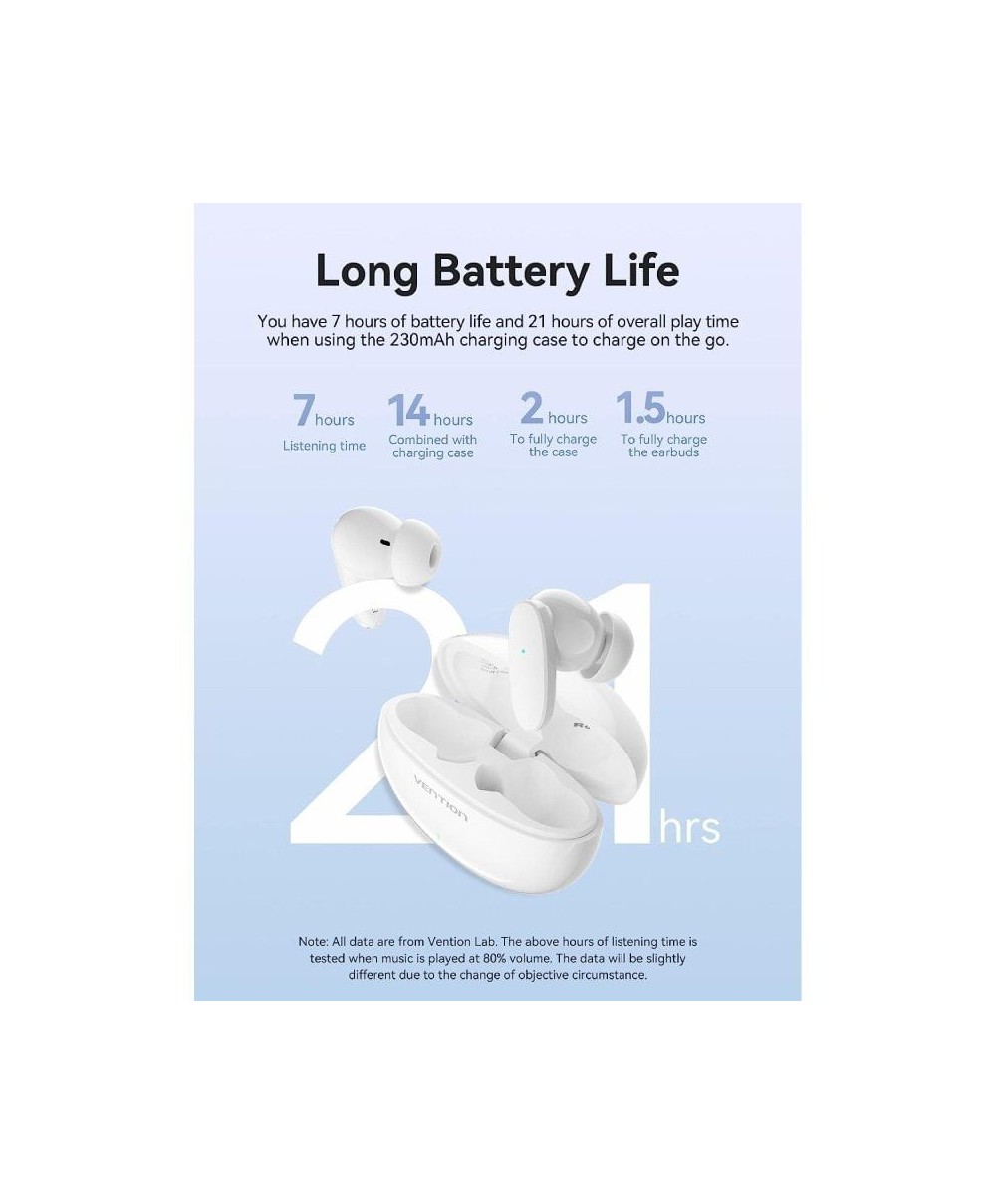 Auriculares Bluetooth Vention NBFW0 con estuche de carga Autonomía 7h