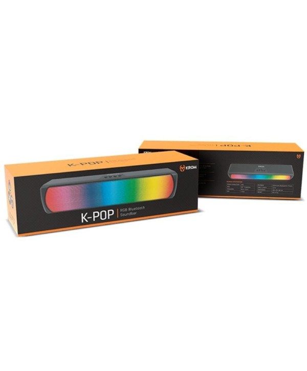 Barra de Sonido con Bluetooth Krom K-POP/ 6W/ 2.0/ Negro