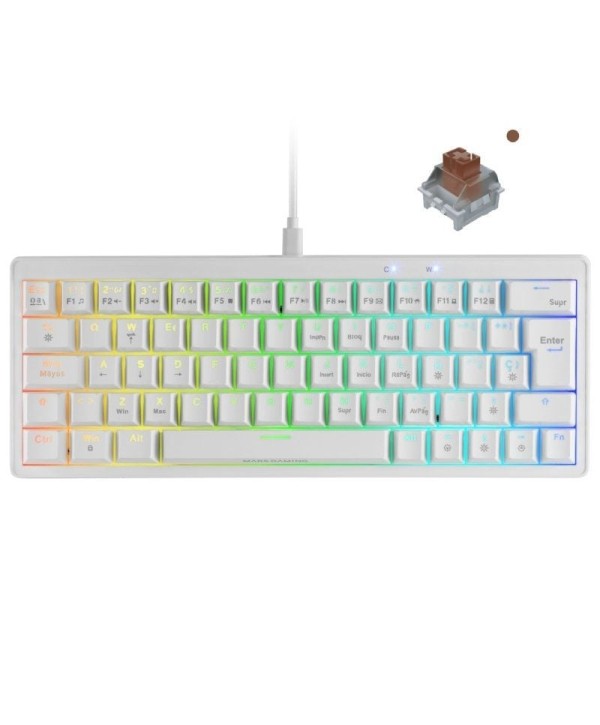Teclado Gaming Mecánico Mars Gaming MKMINIPRO Switch Marrón Blanco