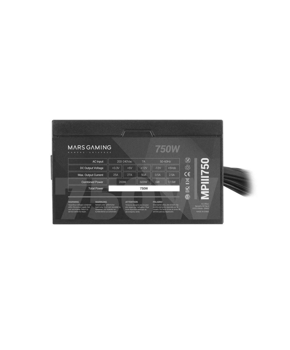 Fuente de Alimentación Mars Gaming MPIII750 750W Ventilador 12cm