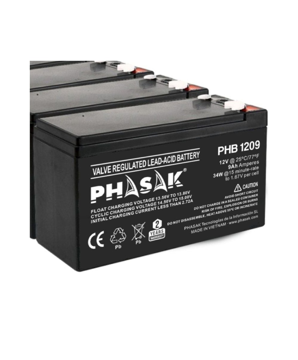Batería Phasak PHB 1209 compatible con SAI/UPS 12v 9Ah