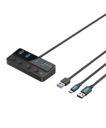 Hub USB 3.0 Vention CHWBF 4xUSB/ 1xUSB Tipo-C PD Incluye cable Carga USB Macho - USB Tipo-C Macho