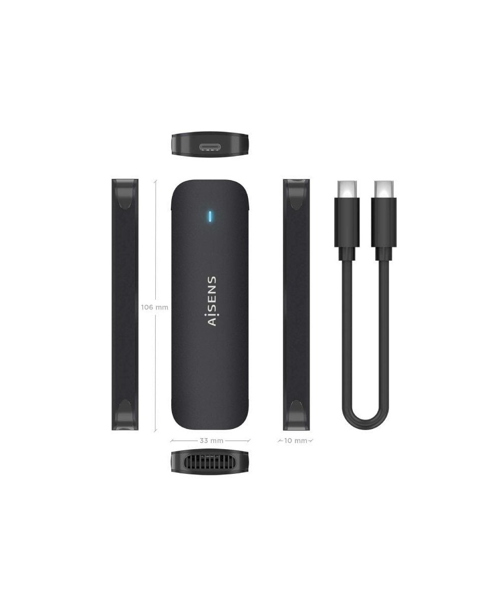 Caja Externa para Disco SSD M.2 NVMe Aisens ASM2-024B/ USB 3.2/ Sin tornillos