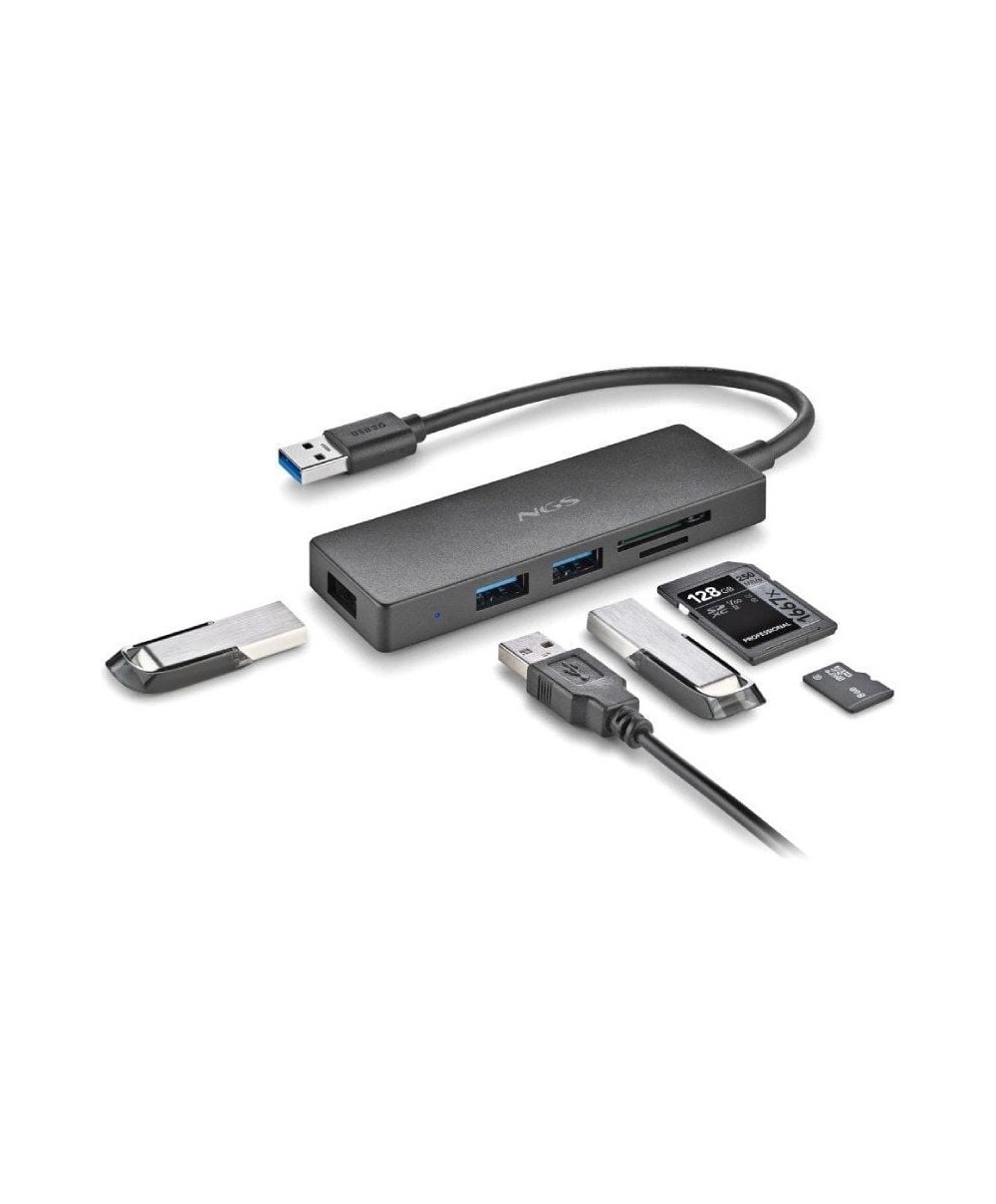 Lector de Tarjetas Hub USB NGS IHUB READER 3xUSB 3.0 1x