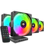 Pack 4 Ventiladores Mars Gaming 12cm + HUB + Mando a Distancia/ ARGB