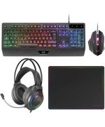 Pack Gaming Mars Gaming MCP124PROES/ Teclado + Ratón Óptico + Auriculares + Alfombrilla