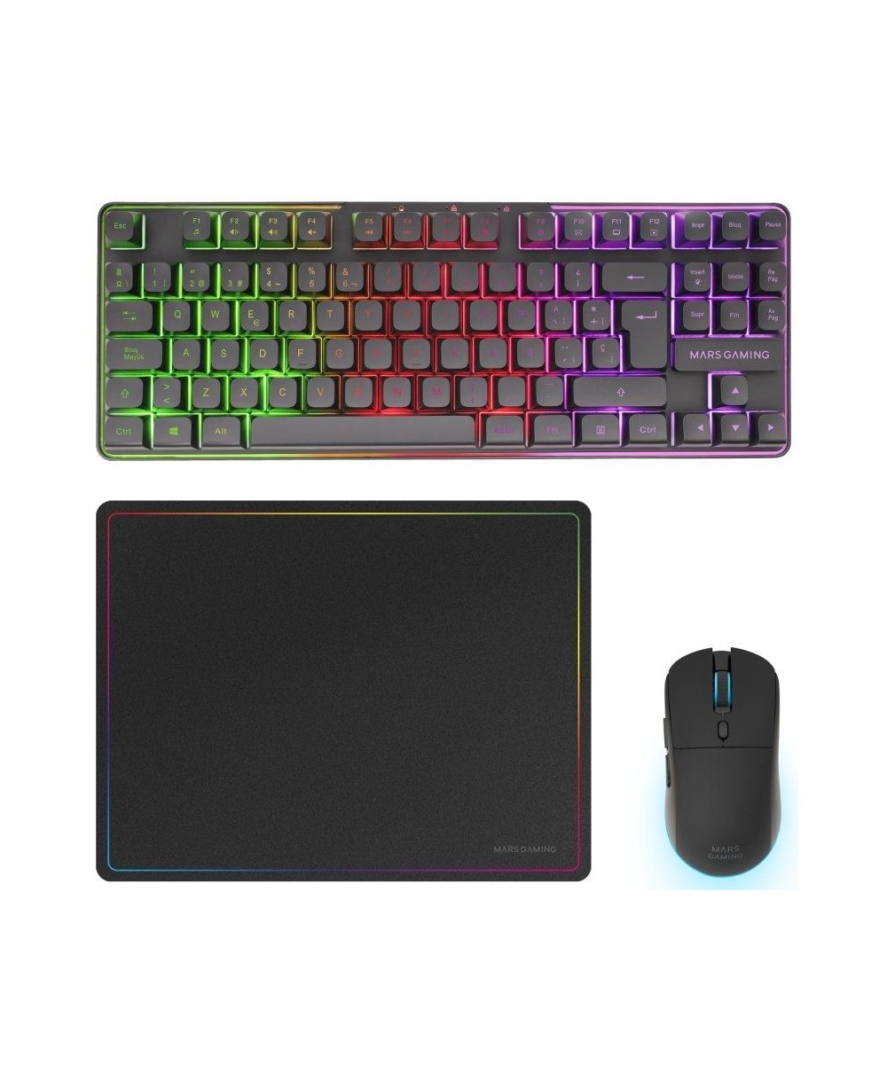 Pack Gaming Mars Gaming MCPWTKL/ Teclado Inalámbrico + Ratón Inalámbrico + Alfombrilla