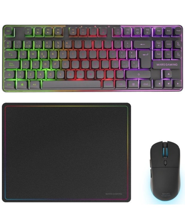 Pack Gaming Mars Gaming MCPWTKL/ Teclado Inalámbrico + Ratón Inalámbrico + Alfombrilla
