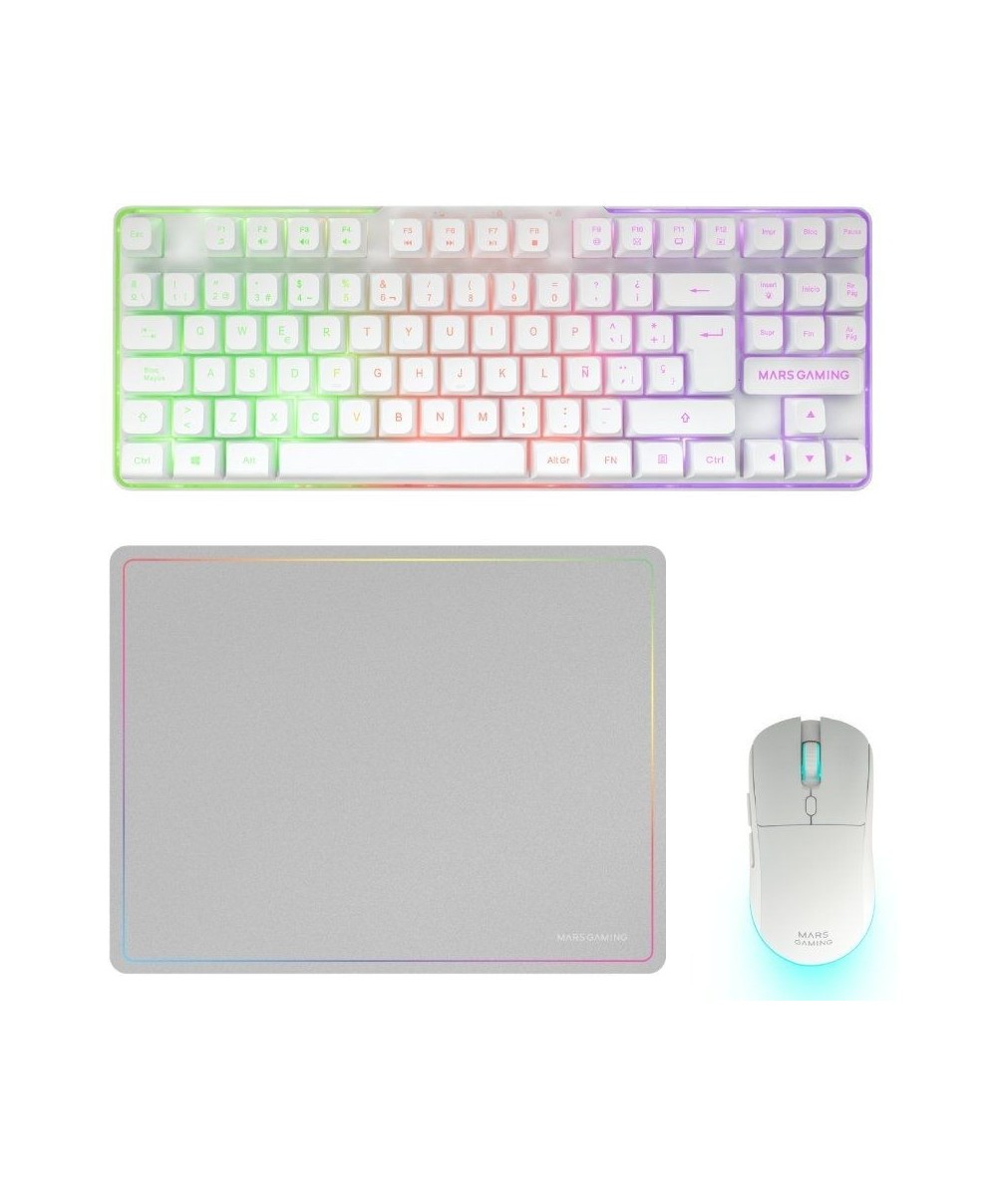 Pack Gaming Mars Gaming MCPWTKL/ Teclado Inalámbrico + Ratón Inalámbrico + Alfombrilla