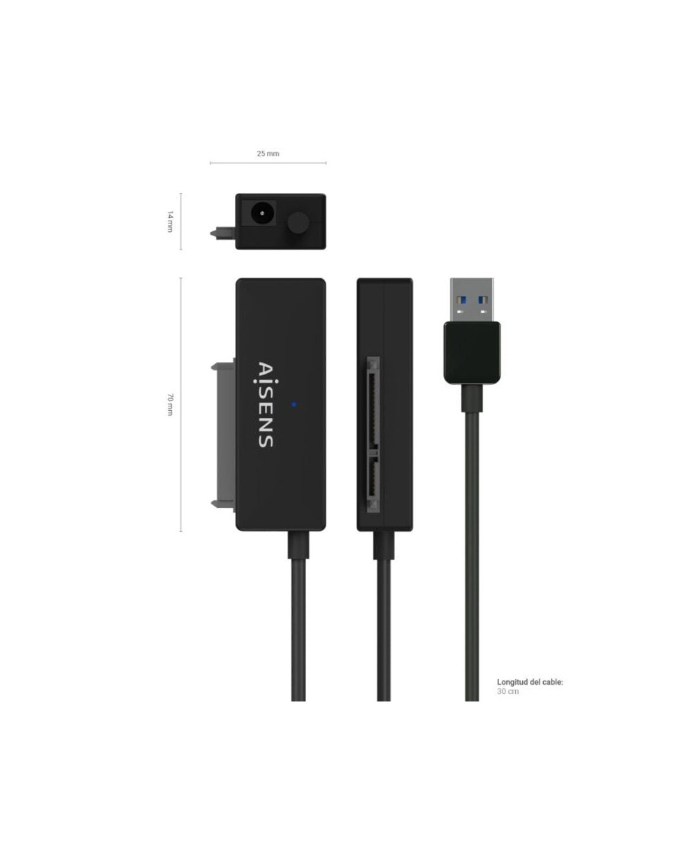 Adaptador para Discos Duros 2.5"/3.5" Aisens ASE-35A01B/ USB 3.0 - SATA/ con Alimentador