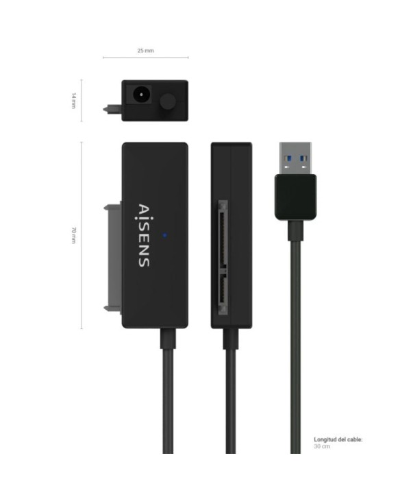 Adaptador para Discos Duros 2.5"/3.5" Aisens ASE-35A01B/ USB 3.0 - SATA/ con Alimentador