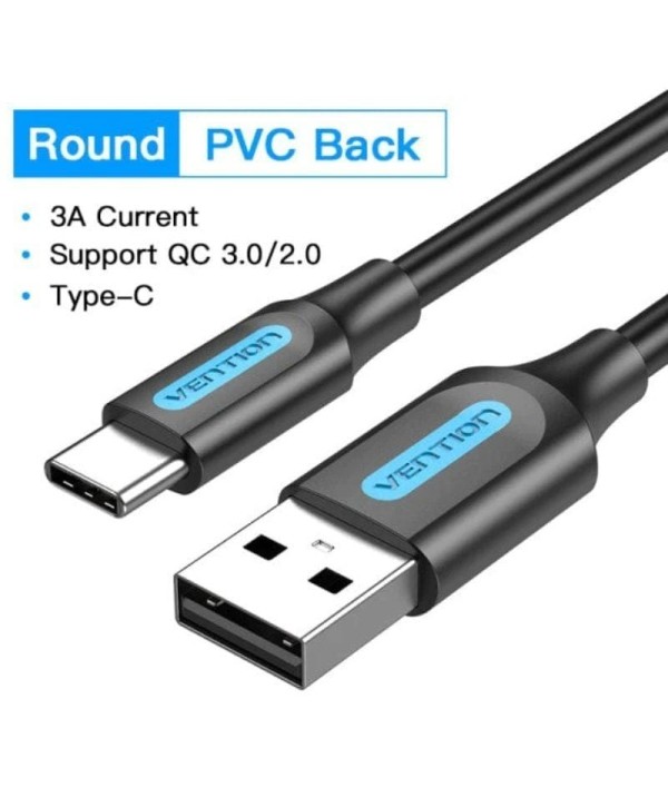 Cable USB 2.0 Tipo-C Vention COKBF/ USB Macho - USB Tipo-C Macho/ Hasta 60W/ 480Mbps/ 1m/ Gris