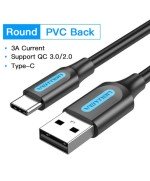 Cable USB 2.0 Tipo-C Vention COKBF/ USB Macho - USB Tipo-C Macho/ Hasta 60W/ 480Mbps/ 1m/ Gris