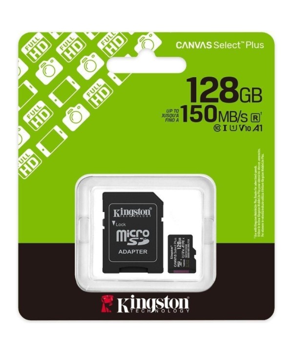 Tarjeta de Memoria Kingston CANVAS Select Plus 128GB microSD XC con Adaptador
