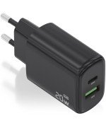 Cargador de Pared GaN Aisens A110-0910/ 1xUSB Tipo-C/ 1xUSB/ 20W/ Negro