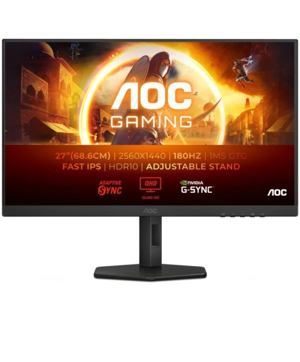 Monitor Gaming AOC Q27G4XF 27"/ QHD/ 0.5ms/ 180Hz/ IPS/ Regulable en altura/ Negro