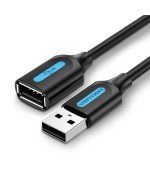 Cable Alargador USB 2.0 Vention CBIBI/ USB Macho - USB Hembra/ 480Mbps/ 3m/ Negro