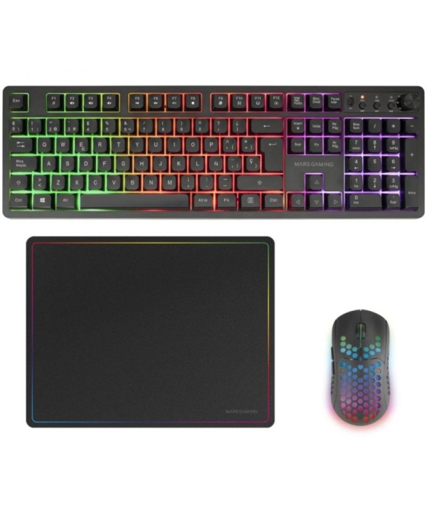 Pack Gaming Mars Gaming MCPWX/ Teclado Inalámbrico + Ratón Inalámbrico + Alfombrilla