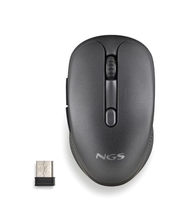 Ratón Inalámbrico NGS Evo Rust/ Batería recargable/ Hasta 1600 DPI/ Negro