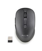 Ratón Inalámbrico NGS Evo Rust/ Batería recargable/ Hasta 1600 DPI/ Negro