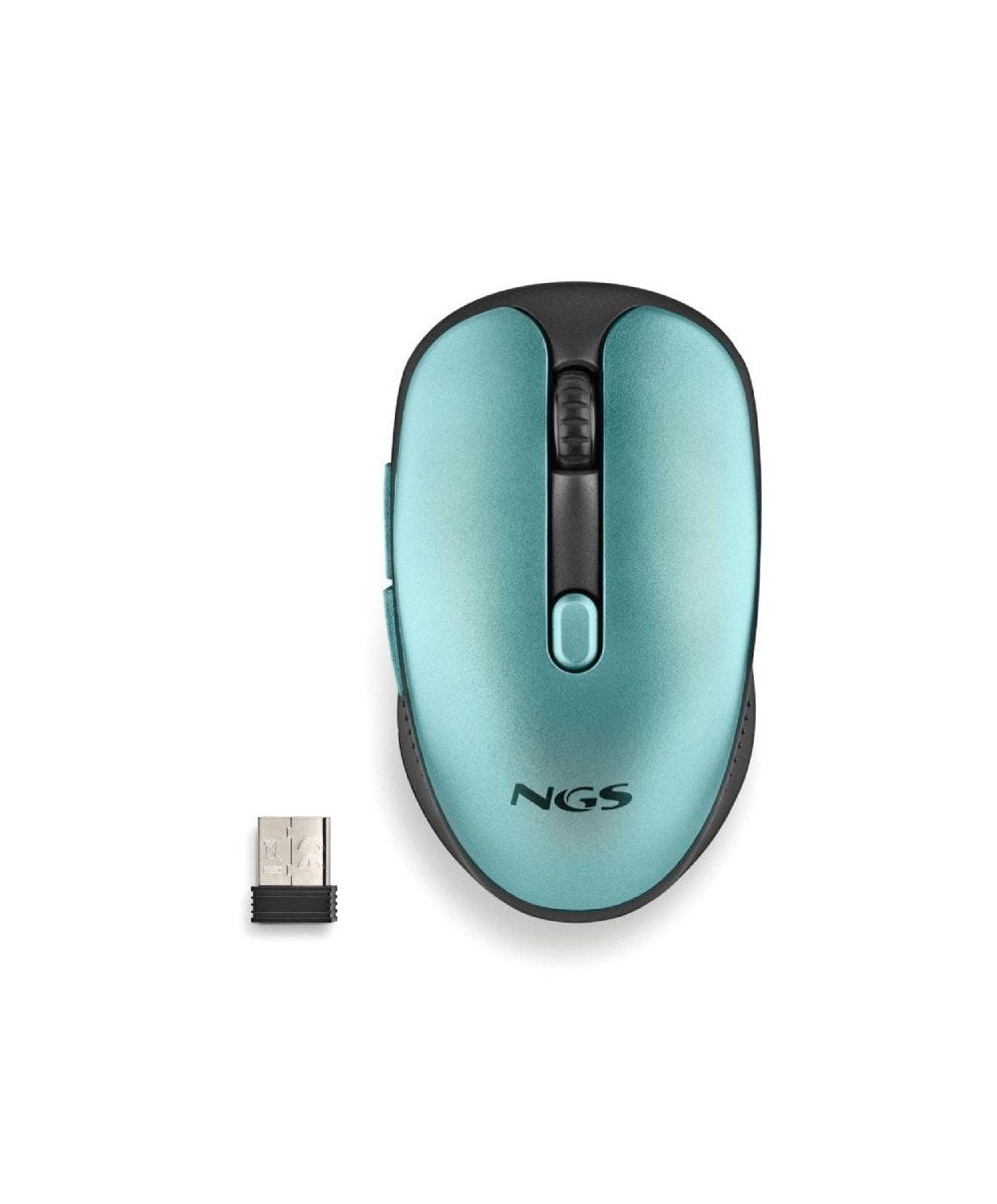 Ratón Inalámbrico NGS Evo Rust/ Batería recargable/ Hasta 1600 DPI/ Verde