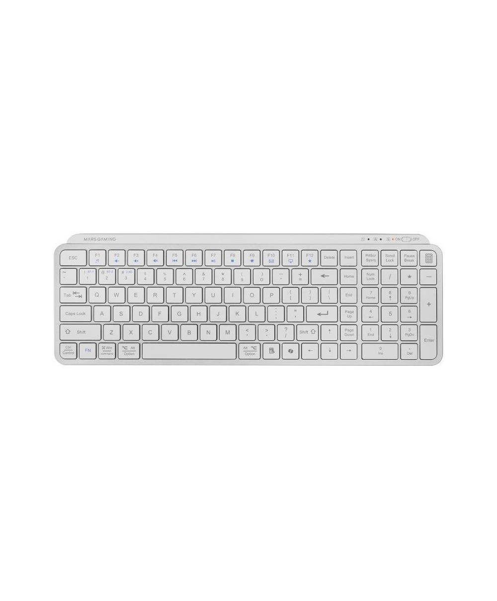 Teclado Compacto Inalámbrico por Bluetooth Mars Gaming MK-SILENKEYS/ Blanco