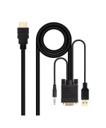 Cable Conversor Nanocable 10.15.4350/ HDMI Macho - VGA Macho - Jack 3.5 Macho - USB Macho/ 1.8m/ Neg