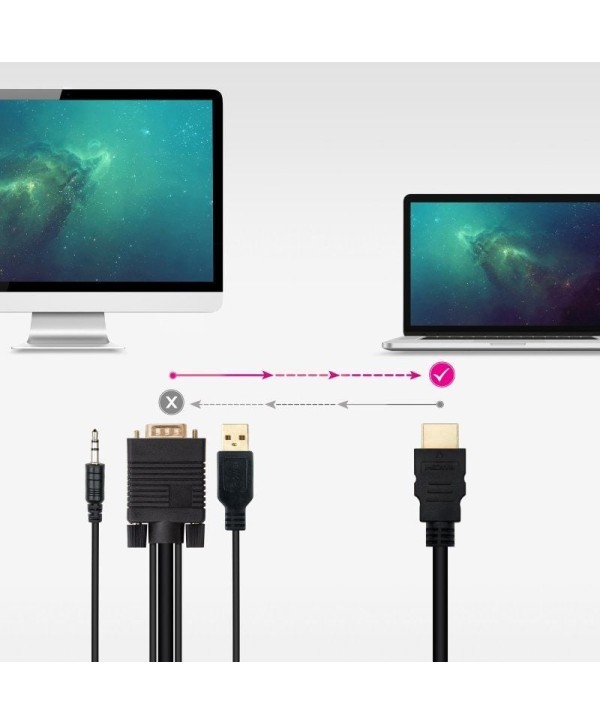 Cable Conversor Nanocable 10.15.4350/ HDMI Macho - VGA Macho - Jack 3.5 Macho - USB Macho/ 1.8m/ Neg