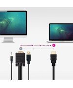 Cable Conversor Nanocable 10.15.4350/ HDMI Macho - VGA Macho - Jack 3.5 Macho - USB Macho/ 1.8m/ Neg