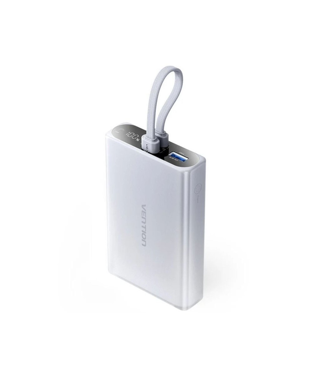 Powerbank 10000mAh Vention 22.5W/ Gris/ Incluye Cable USB Tipo-C y Lightning