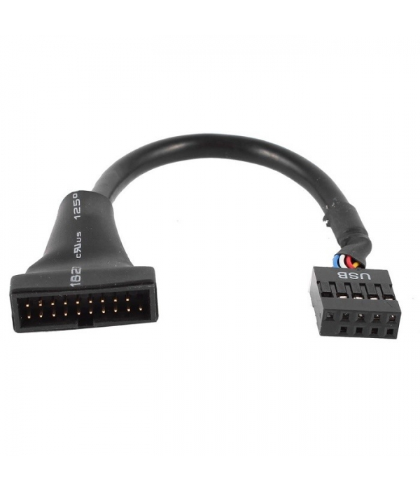 TOOGOO Negro USB 2.0 9 Pin Hembra a USB 3.0 20 Pin Macho Cable Adaptador Conector R