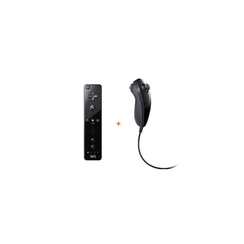 Pack Remote + Nunchuk Negro compatible motion plus