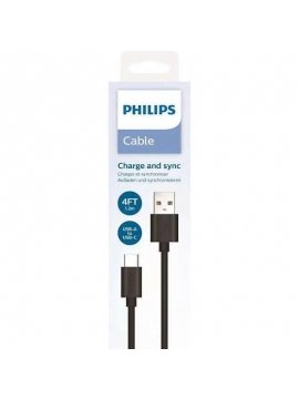 Cable USB 2.0 Philips DLC3104A/ USB Tipo-C Macho - USB Macho/ 2m/ Negro