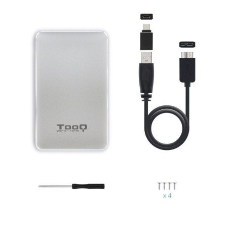 Caja Externa para Disco Duro de 2.5" TooQ TQE-2531S/ USB 3.1/ Incluye Adaptador USB a USB Tipo-C