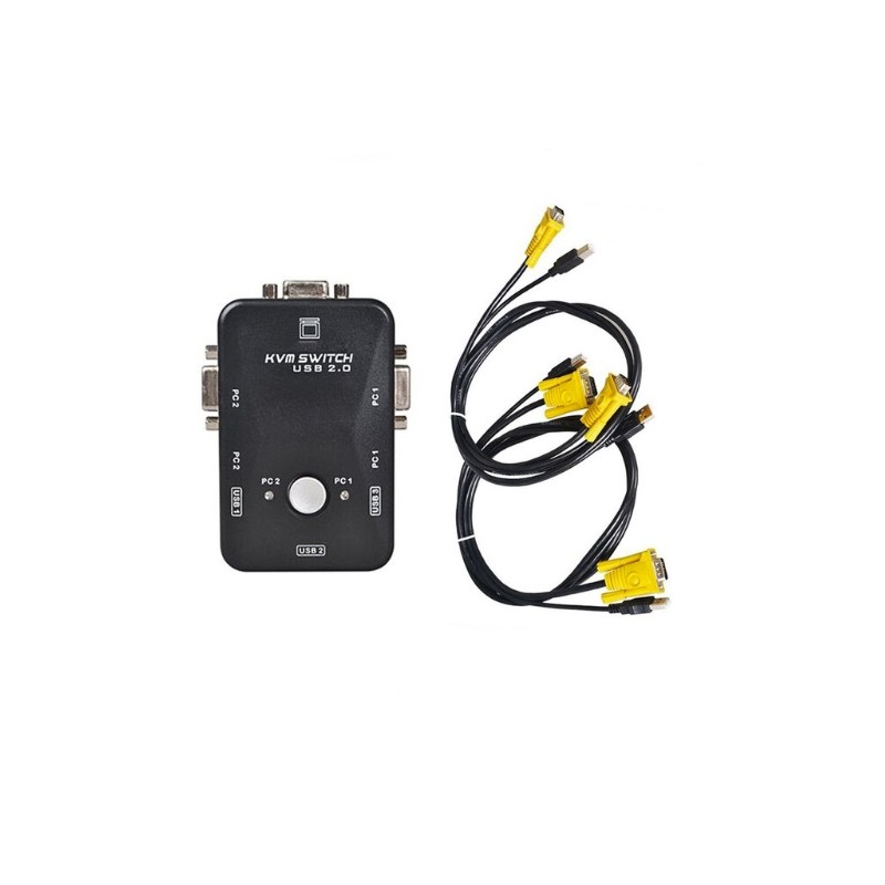 KVM Switch 2 PC 1 Monitor 2xUSB 2x VGA 2 Juegos de cables 