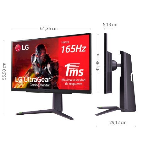 Monitor LG gaming 27GR75Q, 27", QHD, 1 ms, 165 Hz, HDMI x2, DisplayPort 1.4, Negro