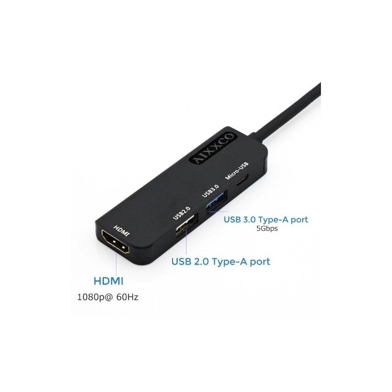 Adaptador USB-C Thunderbolt 3 Macho a HDMI Hub USB 