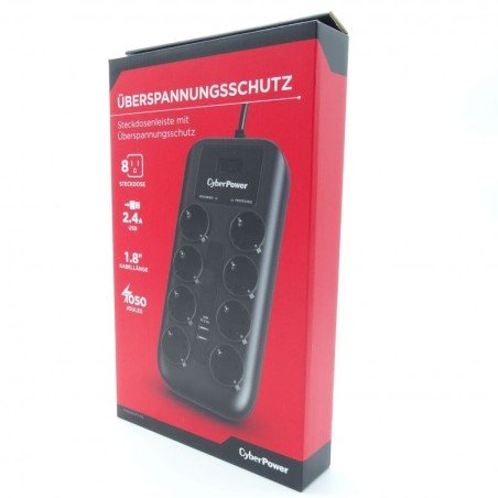 Regleta Cyberpower P0820SUD0-DE 8 SCHUKO 2 USB ON/OFF