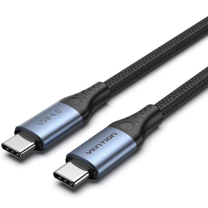 Cable USB 4.0 Tipo-C 5A Vention TAVHF/ USB Tipo-C Macho - USB Tipo-C Macho/ Hasta 240W/ 40Gbps/ 1m/ 