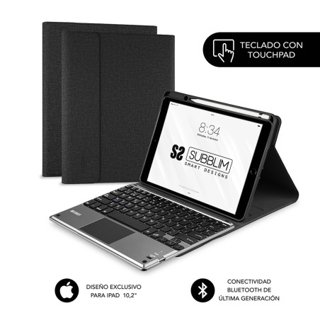 Funda con teclado y raton Ipad 10,2  keytab Pro bluetooth Negra