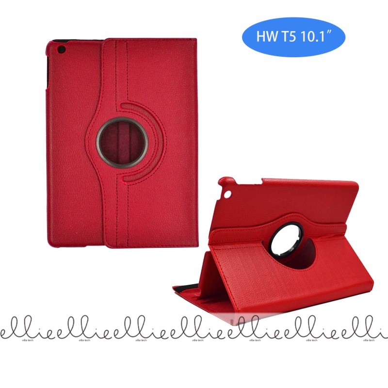 Funda Tablet Huawei T5 Roja 306 Grados de Cuero PU