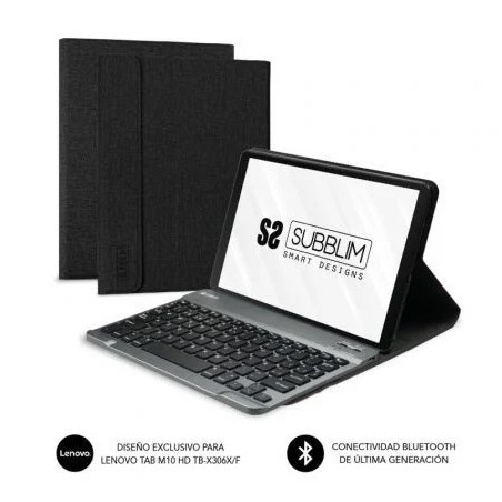 Funda con Teclado Subblim KeyTab Pro BT para Tablet Lenovo M10 HD TB-X306 de 10.1"/ Negra