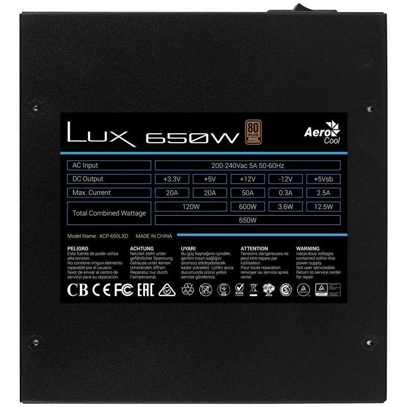 Fuente Alimentación Aerocool lux 550W