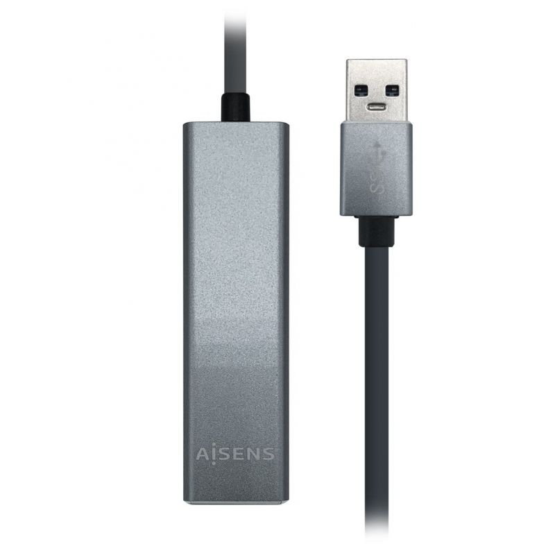 Hub USB Aisens A106-0401/ 3 Puertos USB 3.0/ 1 RJ45/ Gris