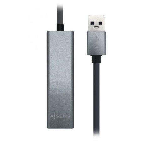 Hub USB Aisens A106-0401/ 3 Puertos USB 3.0/ 1 RJ45/ Gris